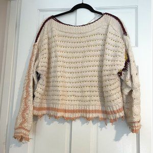 Free People cable-knit cream pattern knit sweater, size S